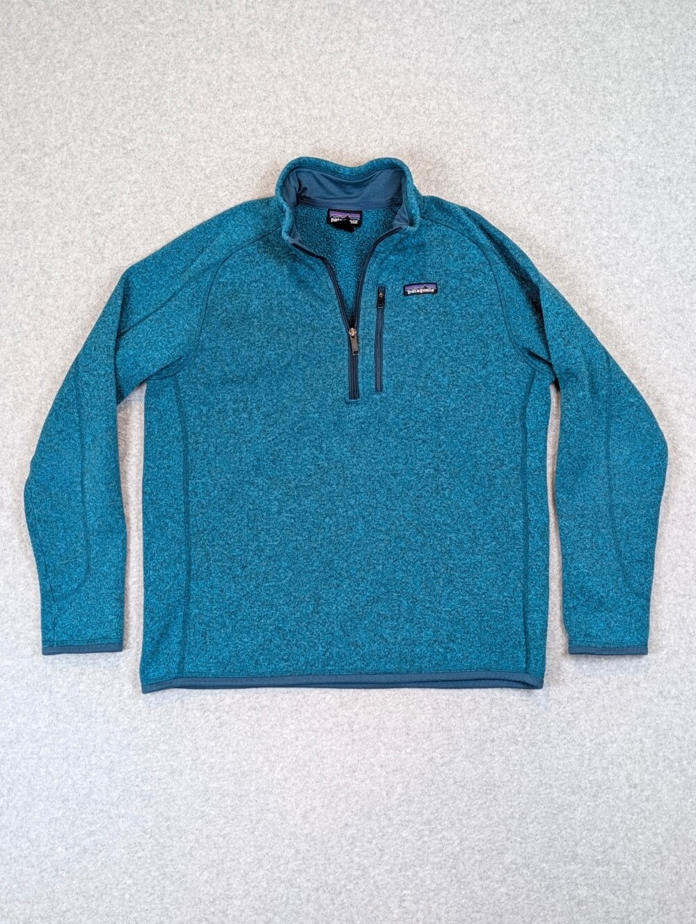 Patagonia Better Sweater 1/4 Zip Mens Large Teal Fleece Pullover Blue *FLAWS*